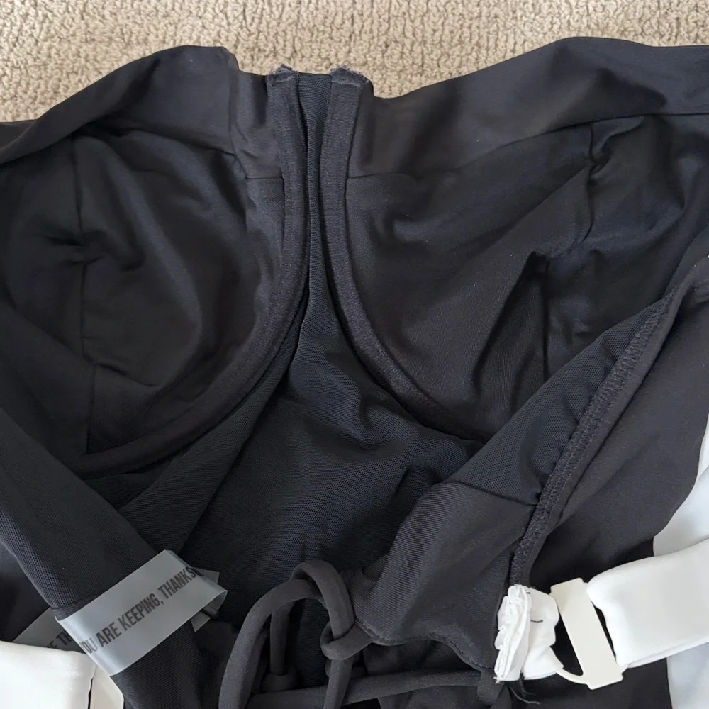 TA3 Lifty black white one piece swimsuit sz 4X extra long C cup Shapeware laceup - Picture 12 of 15